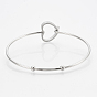304 Stainless Steel Bangles, with 201 Stainless Steel Beads, Heart