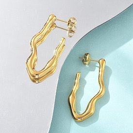 304 из нержавеющей стали серьги, ионное покрытие (ip), волна v-образная