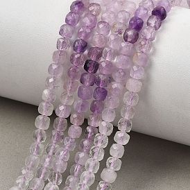 Нити бусин из натурального аметиста градиентного цвета, граненые, кубические
