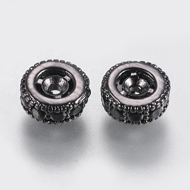 Micro en laiton pavent des perles cubes de zircone, plat rond, noir