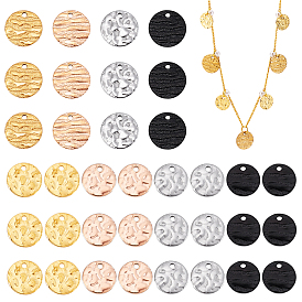 80шт 8 стили 304 подвески из нержавеющей стали, , плоско-круглые