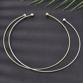 201 Stainless Steel Twist Cuff Choker Necklaces, Braided, PVD Vacuum Plating