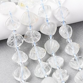 Нити резных бусин из натурального зеленого лунного камня, формы раковины, с бисером