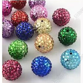 Resin Rhinestone Graduated Beads, with UV Plating Acrylic Round Beads Inside