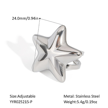Кольца-манжеты из нержавеющей стали в форме звезды для женщин