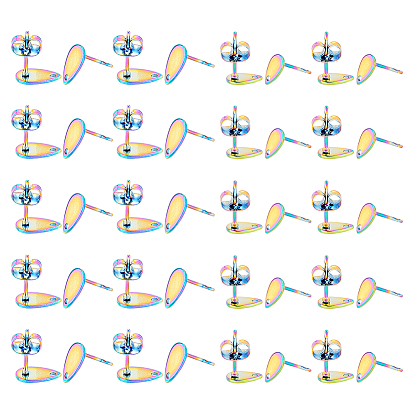 40 шт 2 стиль 304 серьги-гвоздики из нержавеющей стали, с отверстием, слеза