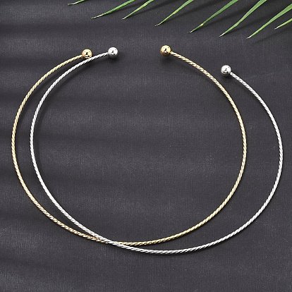 201 Stainless Steel Twist Cuff Choker Necklaces, Braided, PVD Vacuum Plating