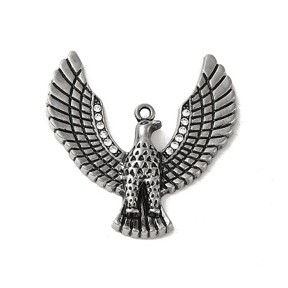 Tibetan Style Alloy Enamel Pendant, with Rhinestones, Eagle
