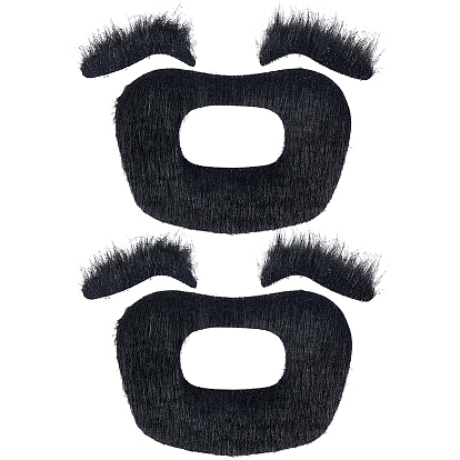 Искусственные самоклеящиеся брови из плюшевого волокна, 2 пары бровей и 2 шт. усов, аксессуары для косплея на Рождество и Хэллоуин