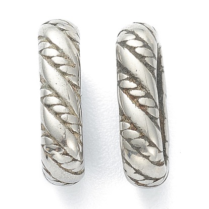 304 Stainless Steel Slide Charms/Slider Beads, For Leather Cord Bracelet Making, Oval