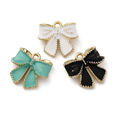 Подвески из сплава с покрытием из распылительной краски, бантом, золотые