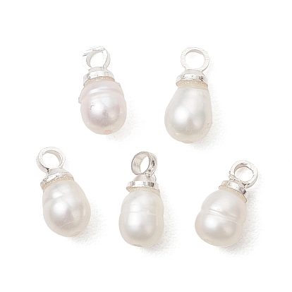 Натуральные культивированные пресноводные жемчужные рисовые подвески, с латунной поручительств, белые