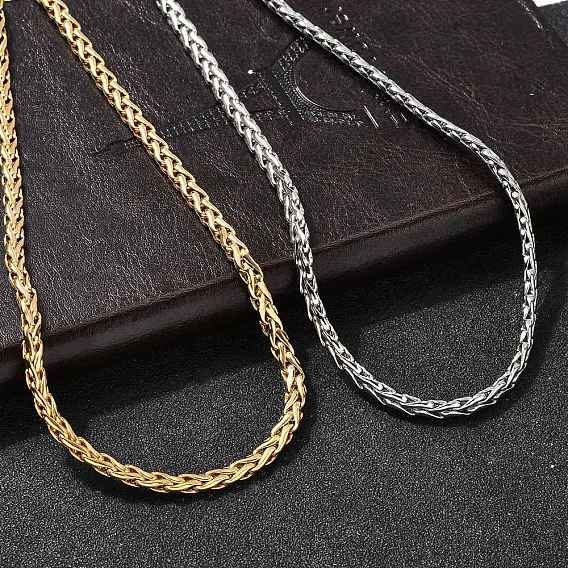 4.5мм 304 ожерелья из нержавеющей стали с цепочкой из пшеницы для женщин, вакуумное покрытие pvd