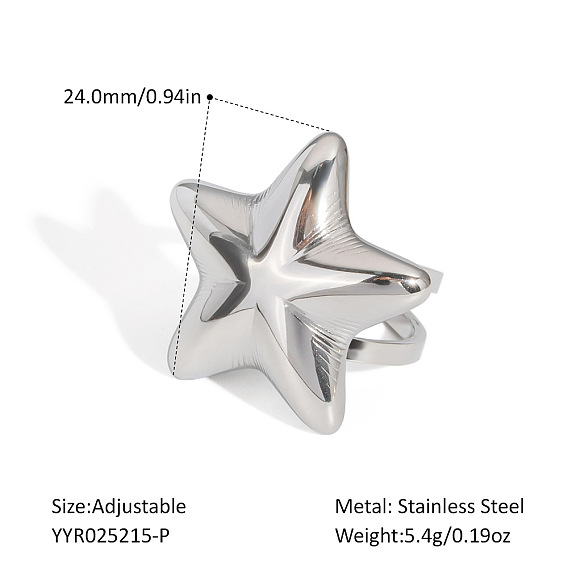 Кольца-манжеты из нержавеющей стали в форме звезды для женщин