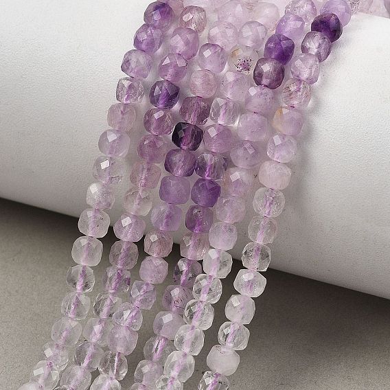 Gradient Color Natural Amethyst Beads Strands, Faceted, Cube