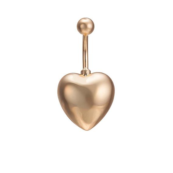 Piercingschmuck echte 18 k vergoldete Messingherznabelring-Bauchringe