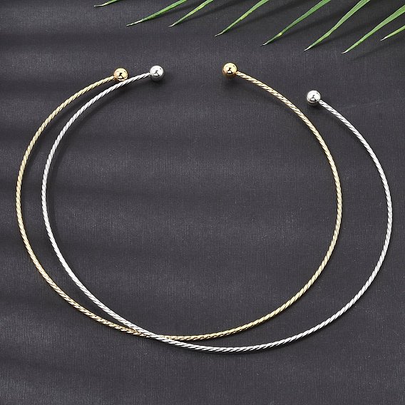 201 Stainless Steel Twist Cuff Choker Necklaces, Braided, PVD Vacuum Plating