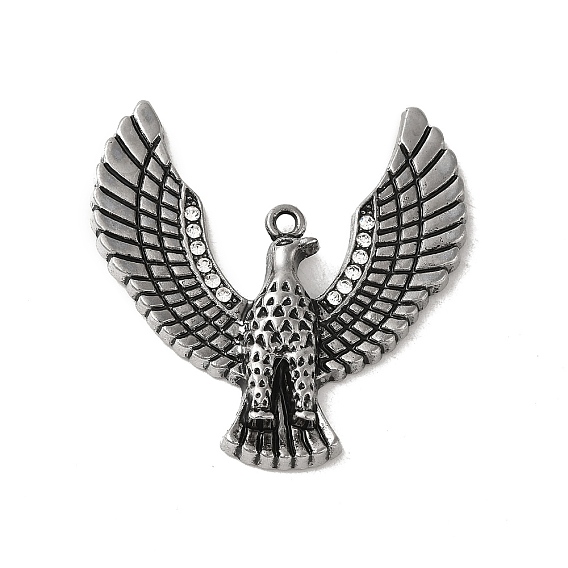 Tibetan Style Alloy Enamel Pendant, with Rhinestones, Eagle