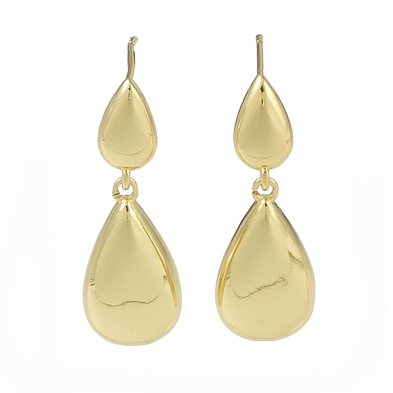 Rack Plating Brass Stud Earrings, Long-Lasting Plated, Lead Free & Cadmium Free, Teardrop