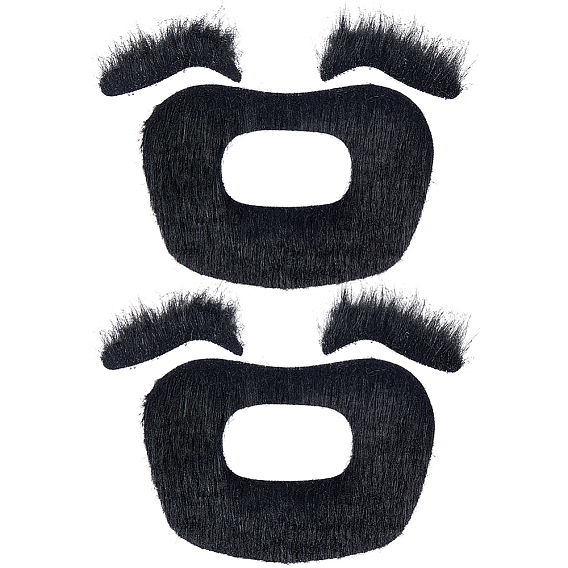 Искусственные самоклеящиеся брови из плюшевого волокна, 2 пары бровей и 2 шт. усов, аксессуары для косплея на Рождество и Хэллоуин