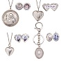 DIY Pendant Necklaces Making, with Locket Pendants, Alloy Key Clasps, Iron Rings and Chains, 304 Stainless Steel Chain Necklaces