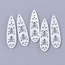 Natural Freshwater Shell Pendants, Hollow Teardrop