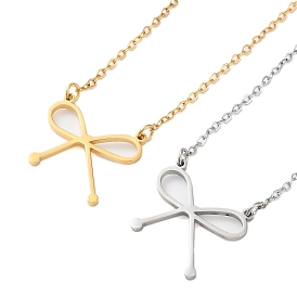 304 Stainless Steel Bowknot Pendant Necklaces for Women