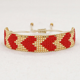 Handmade Ethnic Style Miyuki Beaded Bracelet with Love Heart Design for Women