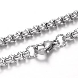 304 Stainless Steel Rolo Chain Necklaces, with Lobster Claw Clasps