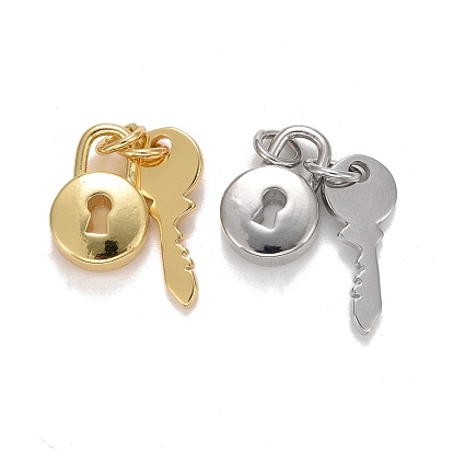 Стойки обшивки латунные подвески, с прыжковых колец, долговечный, без свинца и без кадмия, Замок и ключ