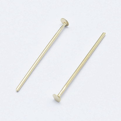 Brass Flat Head Pins, Long-Lasting Plated, Real 18K Gold Plated, Nickel Free