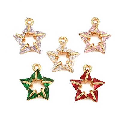 Brass & Glass Pendants, Star Charm, Golden