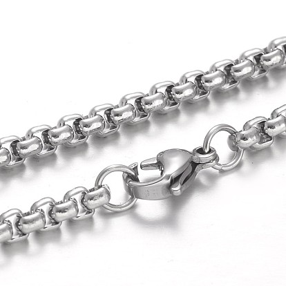 304 Stainless Steel Rolo Chain Necklaces, with Lobster Claw Clasps