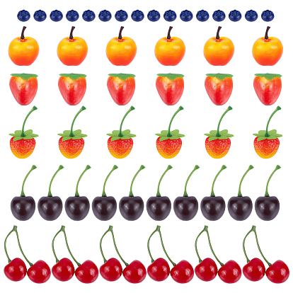 54Pcs 6 Style Plastic & Foam & PVC Imitation Friuts, Display Decorations
