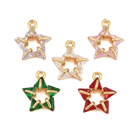 Brass & Glass Pendants, Star Charm, Golden
