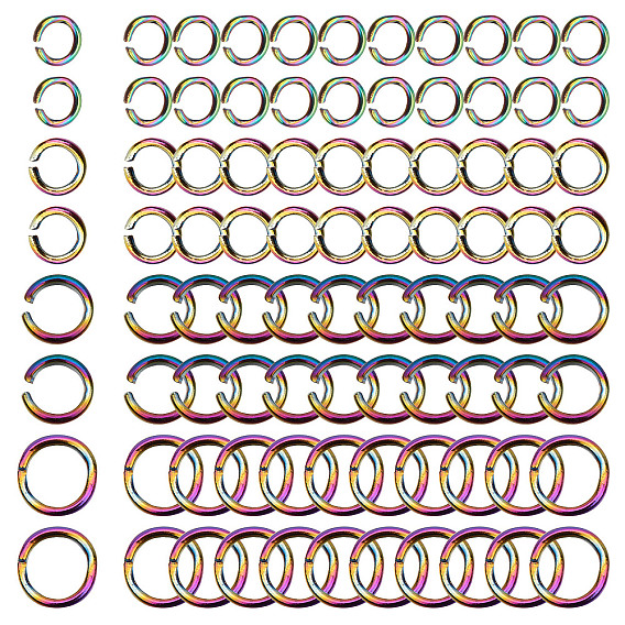 200 шт. 4 стили радужные цветные кольца из нержавеющей стали для прыжков
