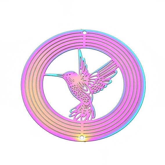 201 нержавеющая сталь 3 вращающийся подвесной ветряной спиннер, для украшения сада внутри и снаружи помещения, кольцо с полой птицей