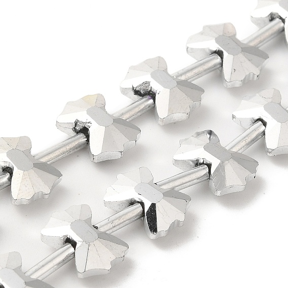 Гальванические стеклянные бусины, полное покрытие, граненые, бантом