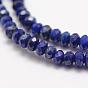 Natural Lapis Lazuli Beads Strands, Faceted, Rondelle, Grade AAA