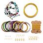 98 Piece DIY Wire Wrapped Jewelry Kits, Including Aluminum & Copper Craft Wire, Iron Cable Chains & Ear Stud Findings, Zinc Alloy Lobster Claw Clasps, Brass Earring Hooks, Glass Beads Strands