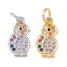 Латунные микро проложить кубического циркония подвески, амулеты птиц, без кадмия и без свинца, стойки покрытие, долговечный, с целью перехода в кольце