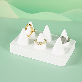 Soportes de exhibición de anillo de resina rectangular con soporte de conos, soportes organizadores de joyas para almacenamiento de anillos de dedo, apoyos de la foto