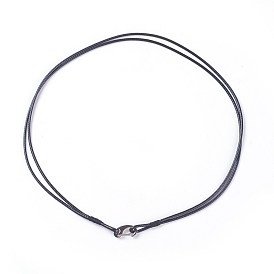Waxed Polyester Cord Necklace Making, with 304 Stainless Steel Clasps