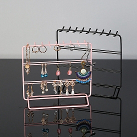 Rectangle Iron Jewelry Display Tower Stands, Jewelry Organizer Holder for Earrings, Bracelet, Necklace Storage