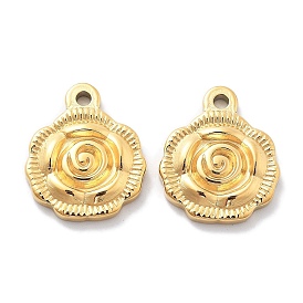 PVD Vacuum Plating 304 Stainless Steel Pendants, Rose Charm