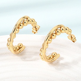 201 boucles d'oreille en acier inoxydable, boucles d'oreilles demi-créoles, 304 avec tige en acier inoxydable, placage sous vide pvd