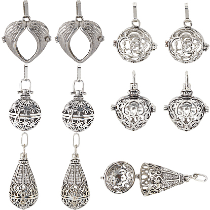 10шт. 5 стили тибетский стиль латунные подвески в виде клетки, разнообразные