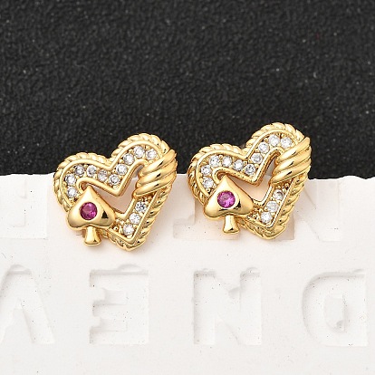 Серьги-гвоздики в форме сердца из латуни с фианитом и кубическим цирконием, с 316 хирургическими штифтами из нержавеющей стали, без никеля 