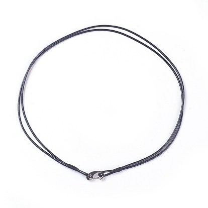 Waxed Polyester Cord Necklace Making, with 304 Stainless Steel Clasps
