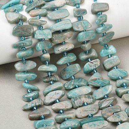 Природных амазонит бисер нитей, самородки, с бисером